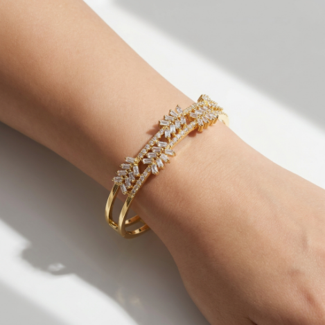 Golden Glow Bold Pavé Zircon Bracelet Butterfly Metal Bracelet