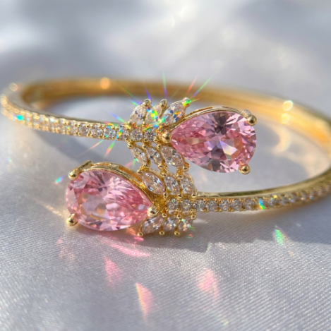 Golden Glow Bold Pavé Zircon Bracelet Butterfly Metal Bracelet Hover