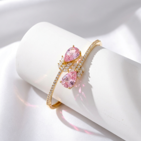 Golden Glow Bold Pavé Zircon Bracelet Butterfly Metal Bracelet