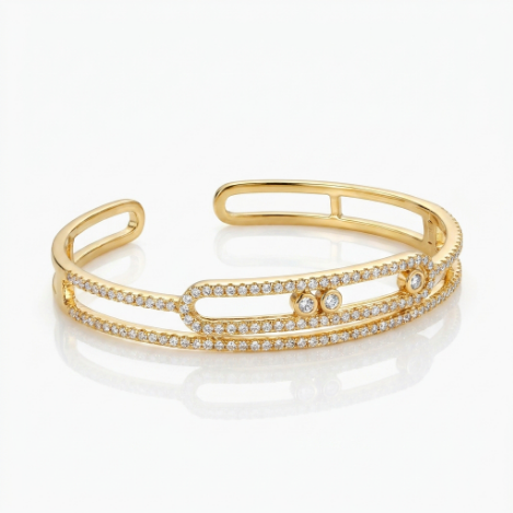 Golden Glow Lightweight Pavé Zircon Bracelet Butterfly Metal Bracelet