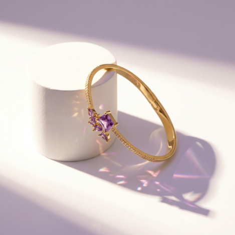 Golden Glow Bold Pavé Zircon Bracelet Butterfly Metal Bracelet Hover