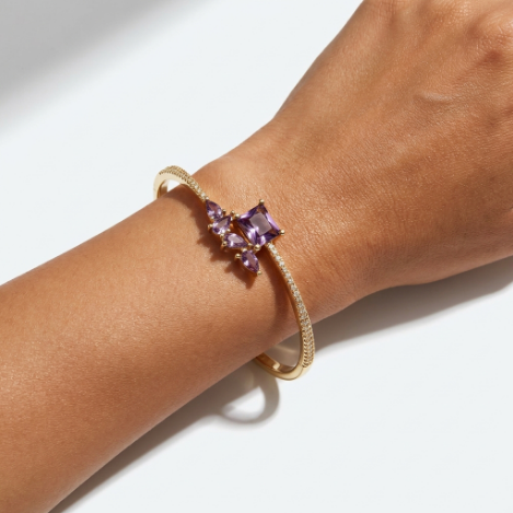 Golden Glow Bold Pavé Zircon Bracelet Butterfly Metal Bracelet