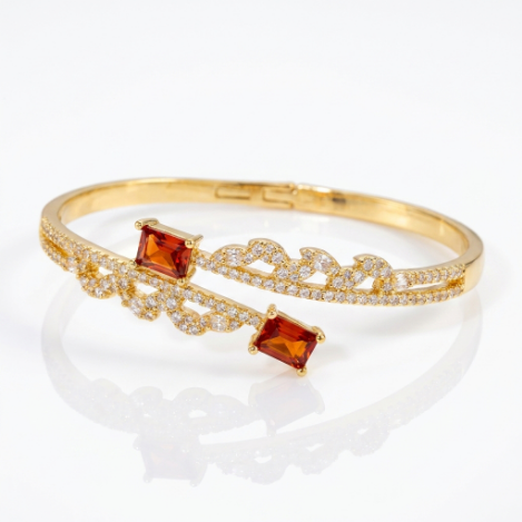 Golden Glow Bold Pavé Zircon Bracelet Butterfly Metal Bracelet
