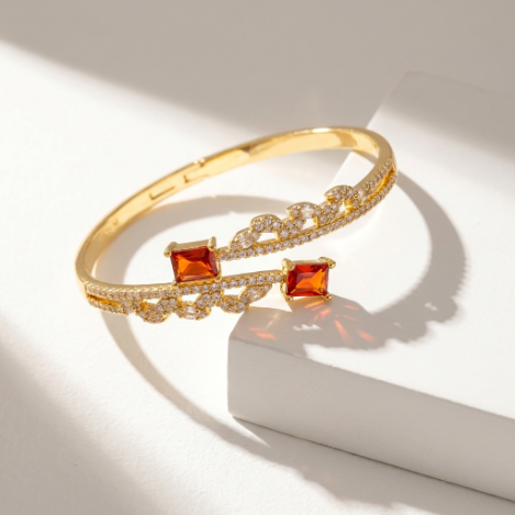 Golden Glow Bold Pavé Zircon Bracelet Butterfly Metal Bracelet Hover