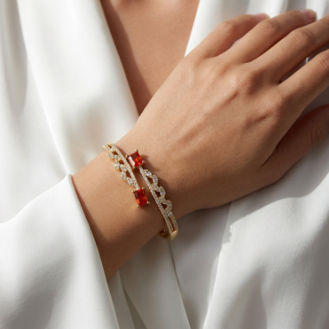 Golden Glow Bold Pavé Zircon Bracelet Butterfly Metal Bracelet