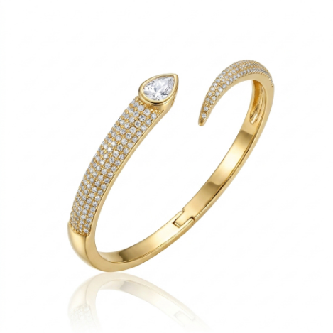 Golden Glow Bold Pavé Zircon Bracelet Butterfly Metal Bracelet