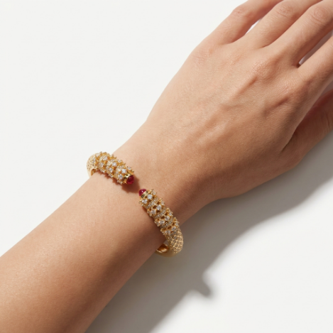 Golden Glow Bold Pavé Zircon Bracelet Butterfly Metal Bracelet