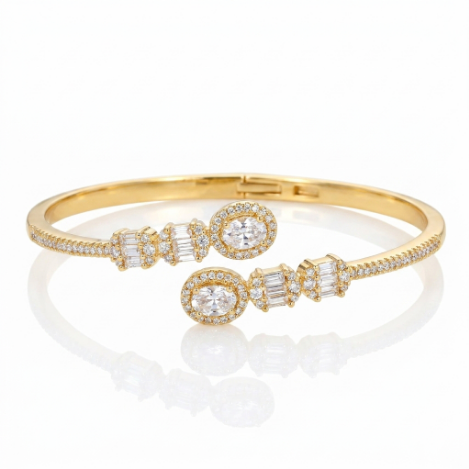 Golden Glow Bold Pavé Zircon Bracelet Butterfly Metal Bracelet