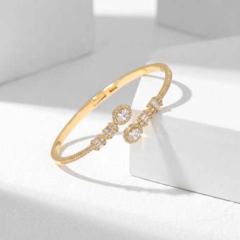 Golden Glow Bold Pavé Zircon Bracelet Butterfly Metal Bracelet Hover