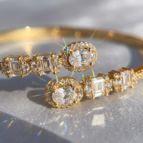 Golden Glow Bold Pavé Zircon Bracelet Butterfly Metal Bracelet