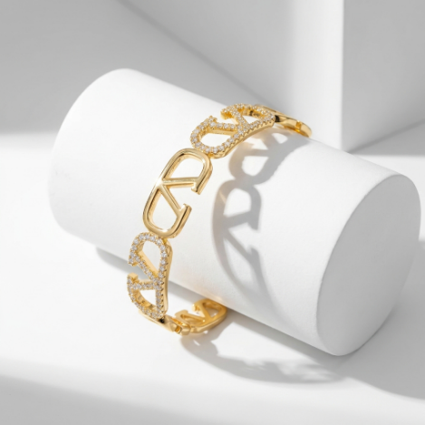 Golden Glow Bold Pavé Zircon Bracelet Butterfly Metal Bracelet Hover