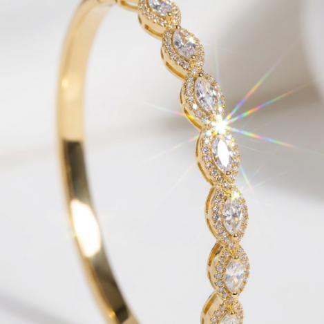 Golden Glow Bold Pavé Zircon Bracelet Butterfly Metal Bracelet