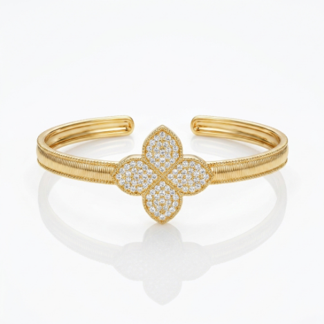 Golden Glow Bold Pavé Zircon Bracelet Butterfly Metal Bracelet