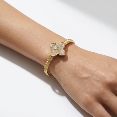 Golden Glow Bold Pavé Zircon Bracelet Butterfly Metal Bracelet