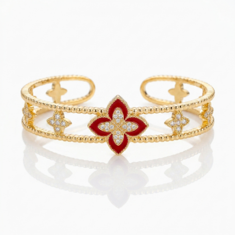 Golden Glow Bold Pavé Zircon Bracelet Butterfly Metal Bracelet