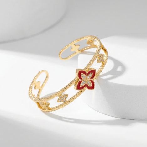 Golden Glow Bold Pavé Zircon Bracelet Butterfly Metal Bracelet Hover