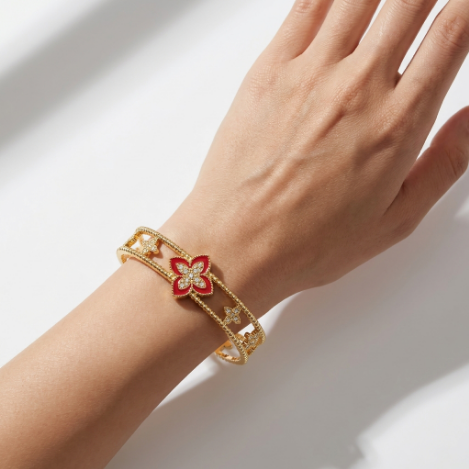 Golden Glow Bold Pavé Zircon Bracelet Butterfly Metal Bracelet