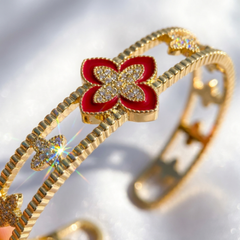 Golden Glow Bold Pavé Zircon Bracelet Butterfly Metal Bracelet