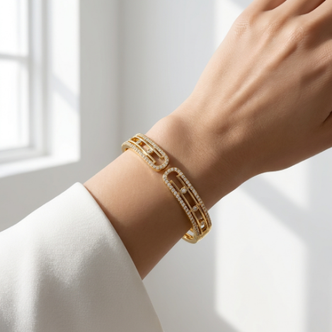 Pavé Zircon Bracelet Euro-American Luxury Metal Bracelet