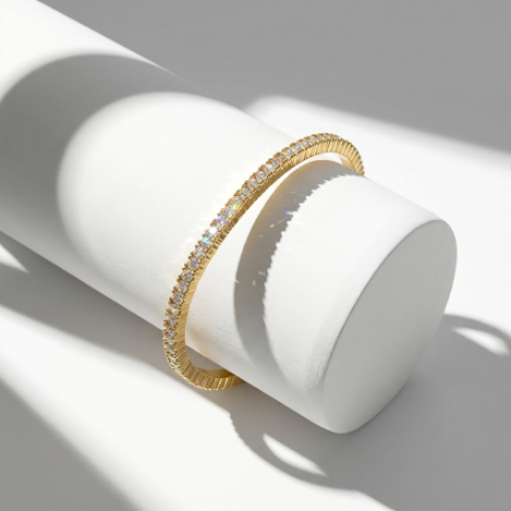 Golden Glow Pavé Zircon Bracelet Euro-American Luxury Metal Bracelet Hover
