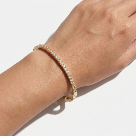 Golden Glow Pavé Zircon Bracelet Euro-American Luxury Metal Bracelet
