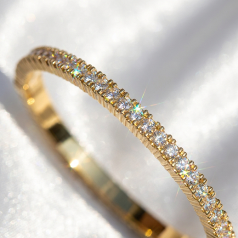 Golden Glow Pavé Zircon Bracelet Euro-American Luxury Metal Bracelet