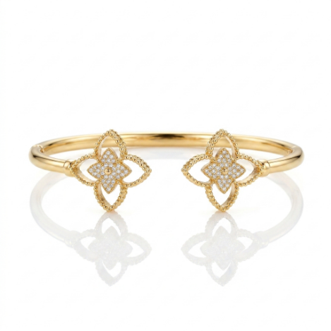Golden Glow Bold Pavé Zircon Bracelet Butterfly Metal Bracelet