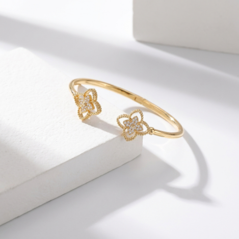 Golden Glow Bold Pavé Zircon Bracelet Butterfly Metal Bracelet Hover