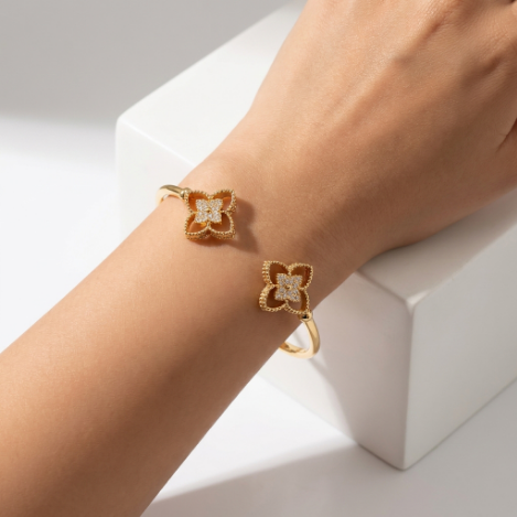 Golden Glow Bold Pavé Zircon Bracelet Butterfly Metal Bracelet