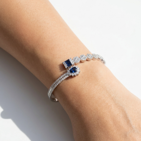 Golden Glow Bold Pavé Zircon Bracelet Butterfly Stainless Steel Bracelet