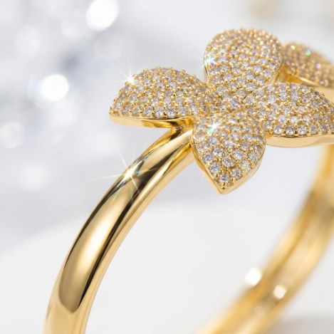 Golden Glow Bold Pavé Zircon Bracelet Butterfly Metal Bracelet