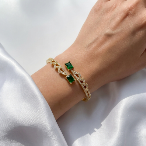 Golden Glow Bold Pavé Zircon Bracelet Butterfly Metal Bracelet