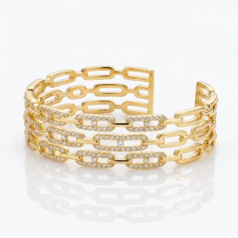 Golden Glow Bold Pavé Zircon Bracelet Butterfly Metal Bracelet