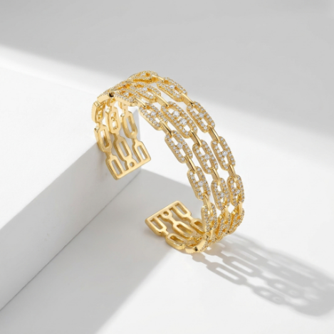 Golden Glow Bold Pavé Zircon Bracelet Butterfly Metal Bracelet Hover