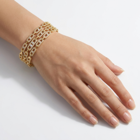 Golden Glow Bold Pavé Zircon Bracelet Butterfly Metal Bracelet