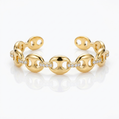 Golden Glow Bold Pavé Zircon Bracelet Butterfly Metal Bracelet