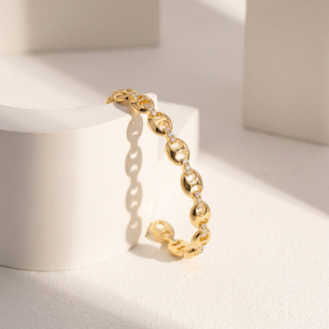 Golden Glow Bold Pavé Zircon Bracelet Butterfly Metal Bracelet Hover