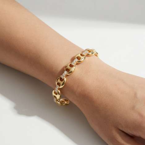 Golden Glow Bold Pavé Zircon Bracelet Butterfly Metal Bracelet