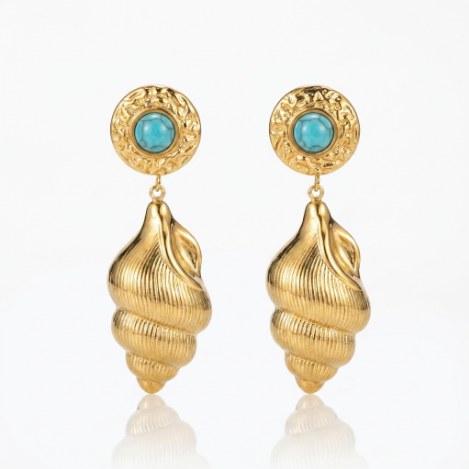 Golden Glow Pavé Butterfly Long High Polish Stainless Steel Earrings