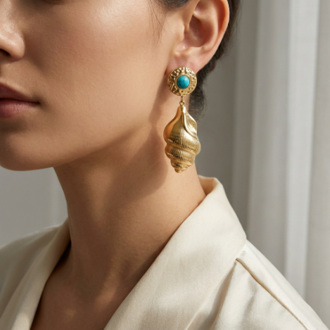 Golden Glow Pavé Butterfly Long High Polish Stainless Steel Earrings
