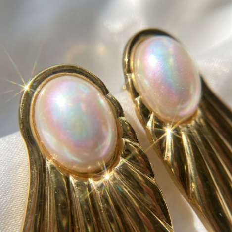 Golden Glow Pavé Butterfly Long High Polish Stainless Steel Earrings
