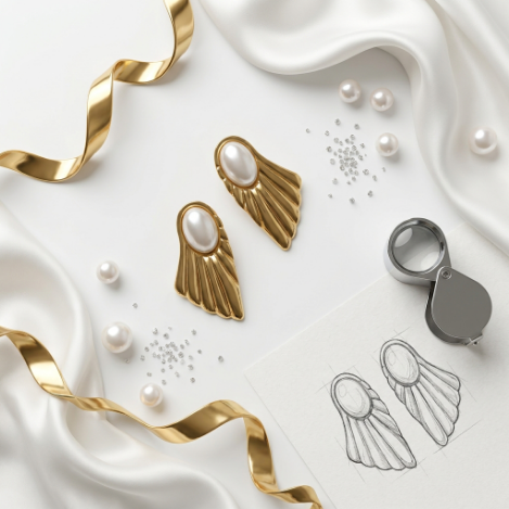Golden Glow Pavé Butterfly Long High Polish Stainless Steel Earrings