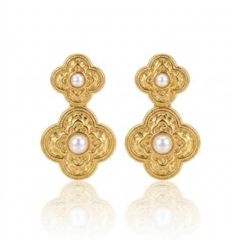 Golden Glow Pavé Butterfly High Polish Stainless Steel Earrings
