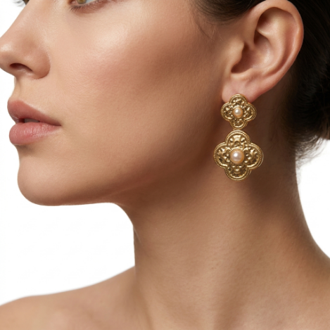 Golden Glow Pavé Butterfly High Polish Stainless Steel Earrings