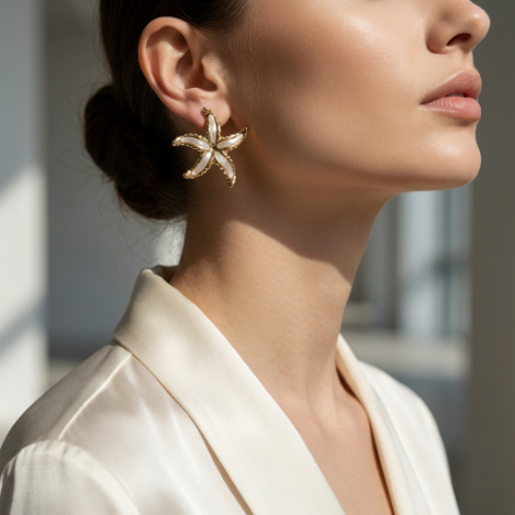 Golden Glow Bold Pavé Butterfly High Polish Stainless Steel Earrings