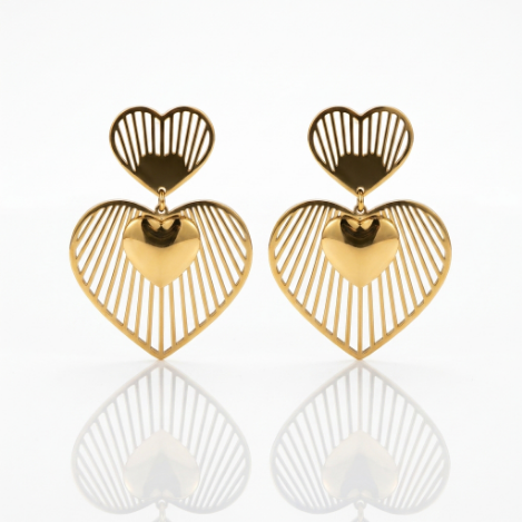 Golden Glow Bold Pavé Butterfly High Polish Stainless Steel Earrings