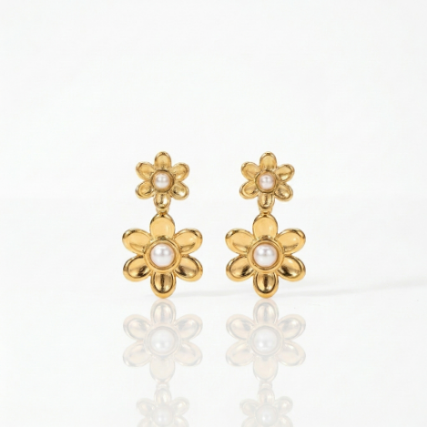 Golden Glow Pavé Butterfly High Polish Stainless Steel Earrings