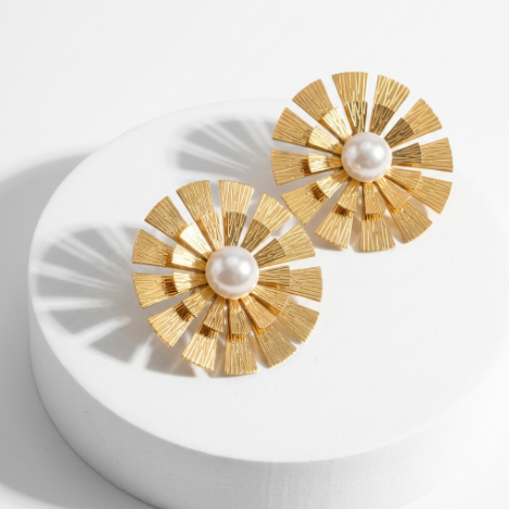 Golden Glow Wide Band Pavé Butterfly High Polish Stainless Steel Earrings Hover