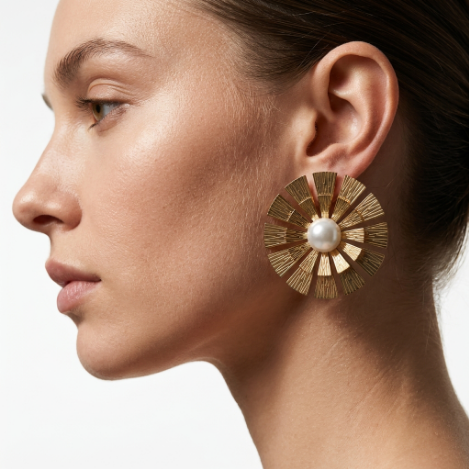 Golden Glow Wide Band Pavé Butterfly High Polish Stainless Steel Earrings