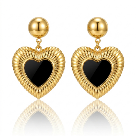 Golden Glow Bold Pavé Butterfly High Polish Euro-American Stainless Steel Earrings